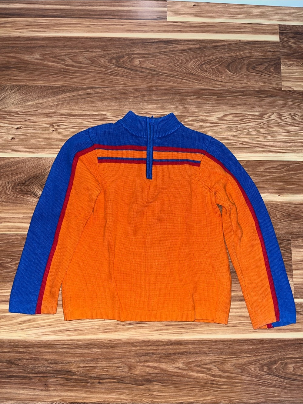 Hanna Andersson Orange and Blue Half-Zip Colorblock Sweater Children’s